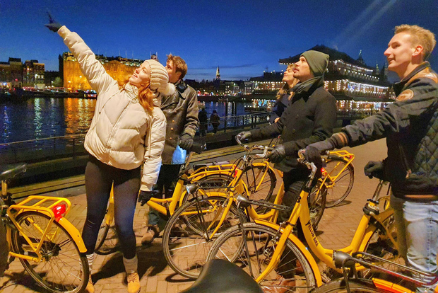 Tour guidato in bicicletta dell'Amsterdam Light Festival