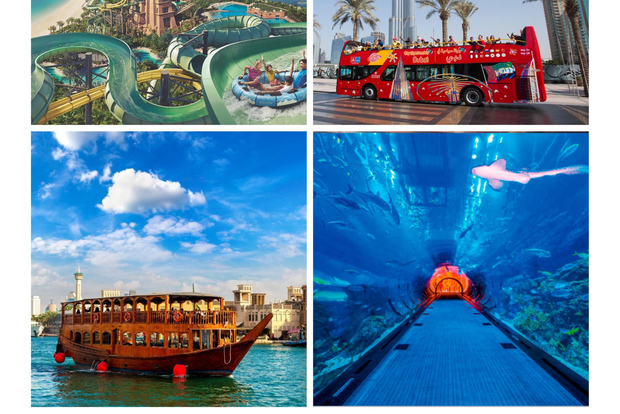 Tour panoramico della città di Dubai in autobus HOHO, Aquaventure e altro ancora