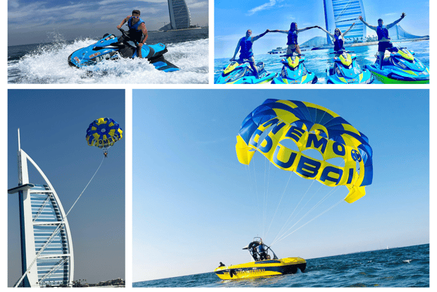 套餐：30 分钟水上摩托艇游览阿拉伯塔及单人帆伞运动