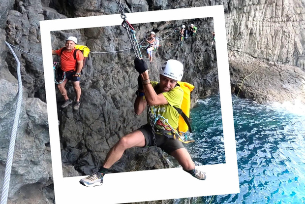 阿加埃特大加那利岛攀岩。Marine Ferrata 和 Zipline